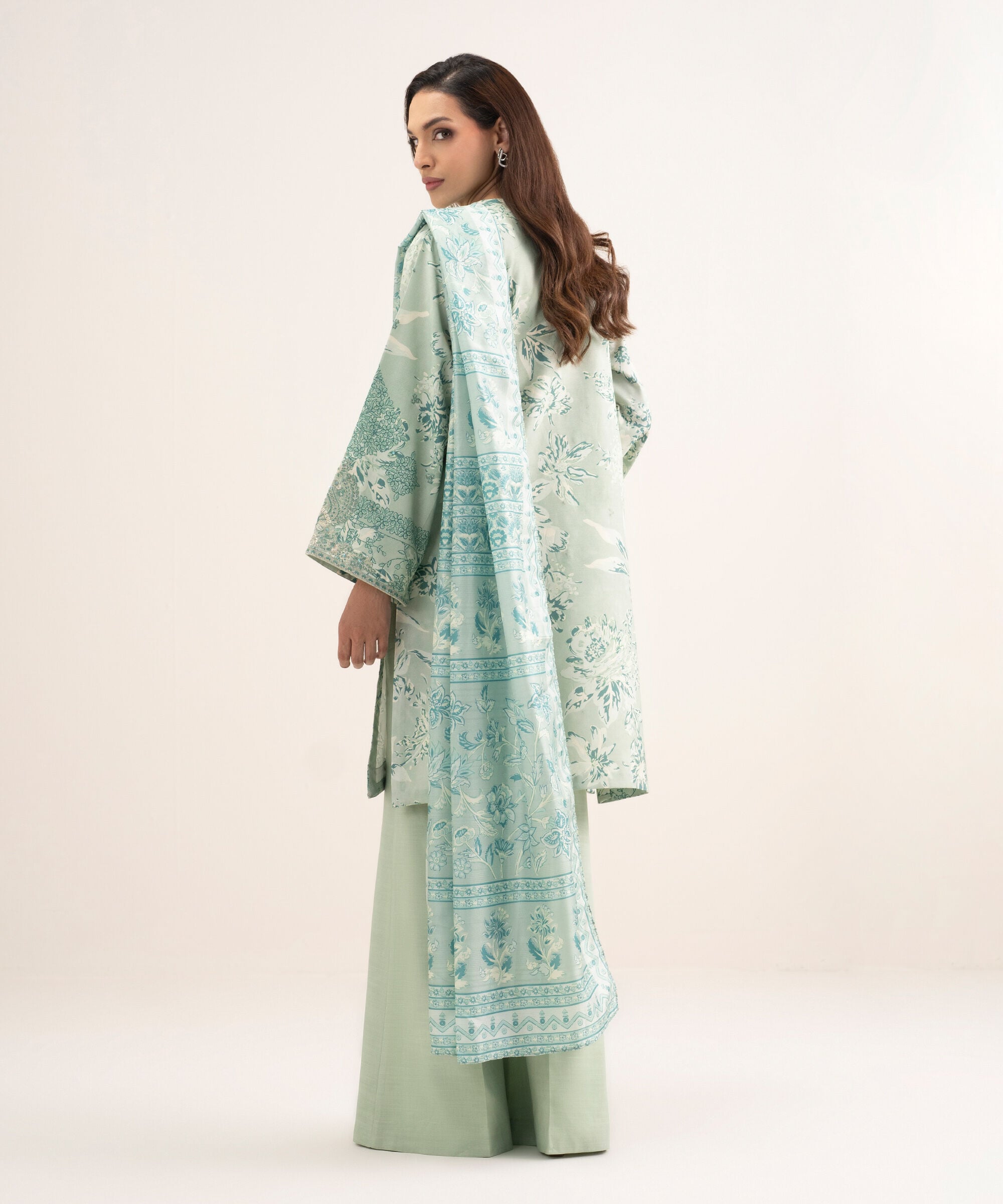 3 Piece - Embroidered Raw Silk Suit
