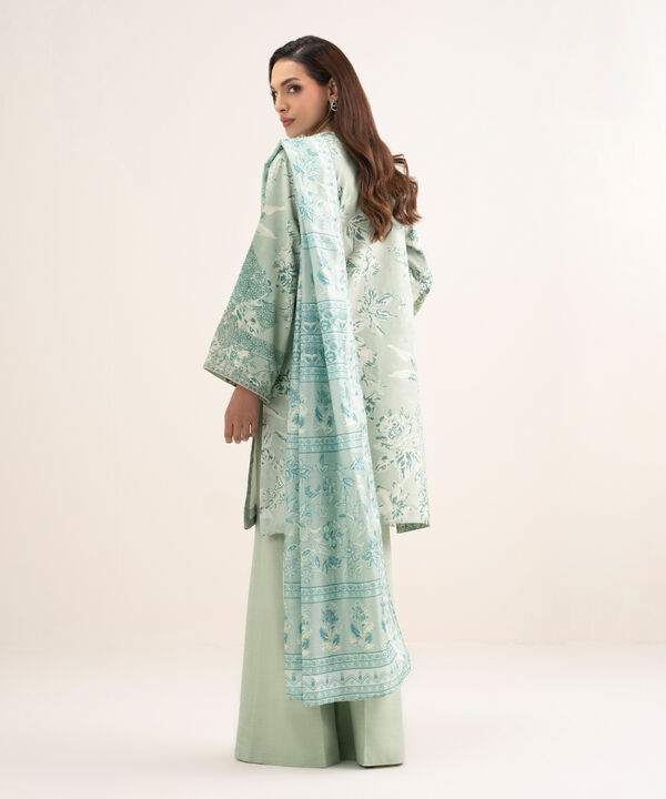 3 Piece - Embroidered Raw Silk Suit