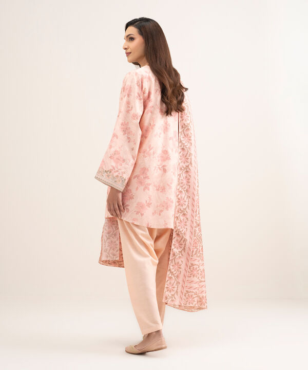 3 Piece - Embroidered Raw Silk Suit
