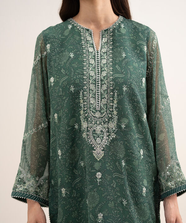 3 Piece - Embroidered Chiffon Suit