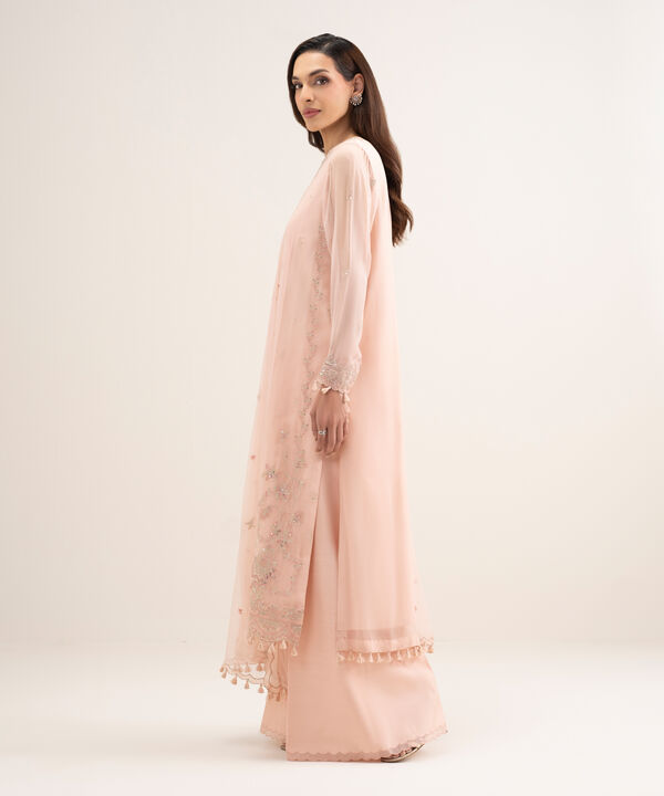 3 Piece - Embroidered Chiffon Suit