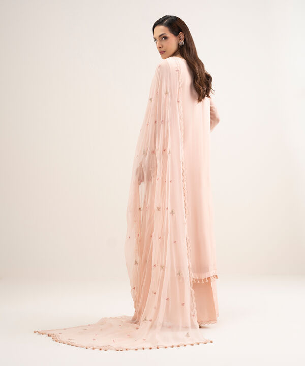 3 Piece - Embroidered Chiffon Suit