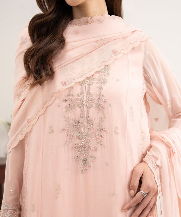 3 Piece - Embroidered Chiffon Suit