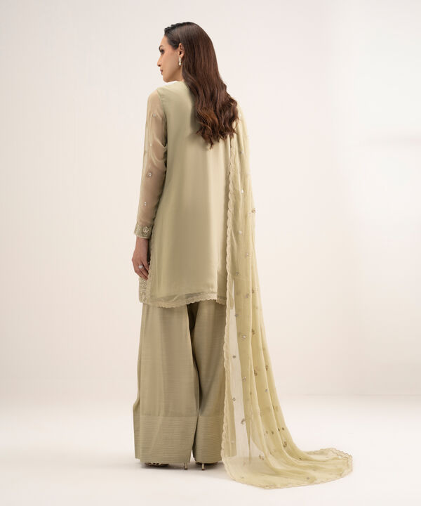 3 Piece - Embroidered Chiffon Suit