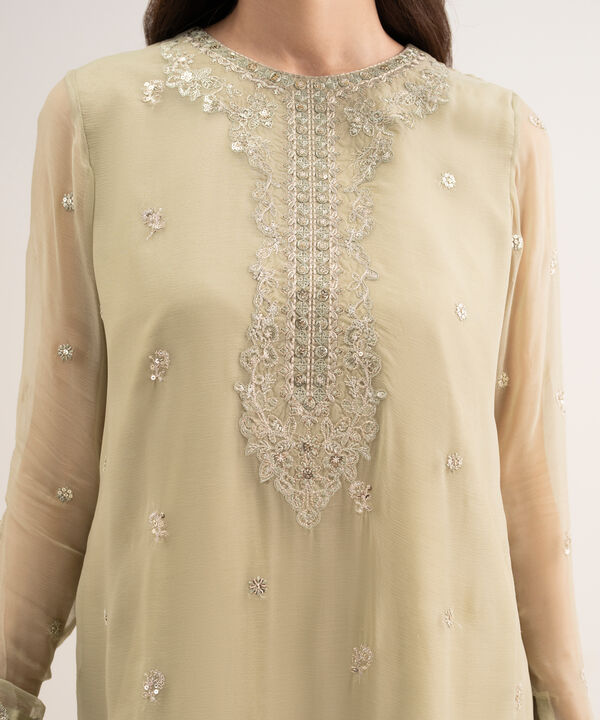 3 Piece - Embroidered Chiffon Suit