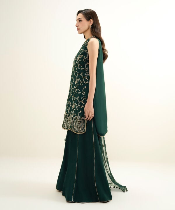 3 Piece - Embroidered Chiffon Suit