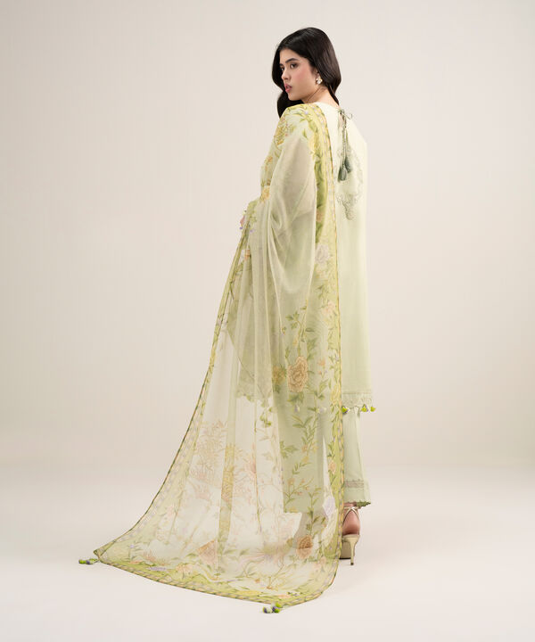 3 Piece - Embroidered Khaddi Net Suit