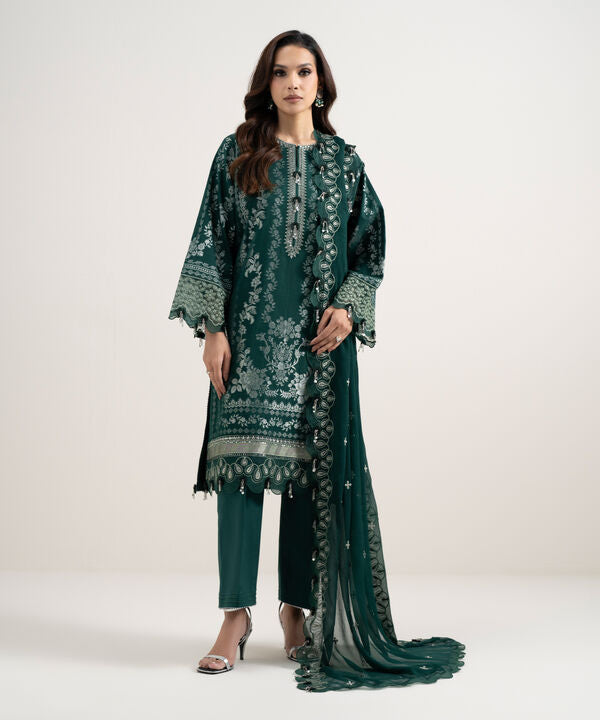 3 Piece - Embroidered Jacquard Suit