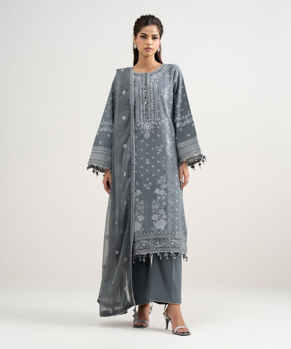 3 Piece - Embroidered Jacquard Suit