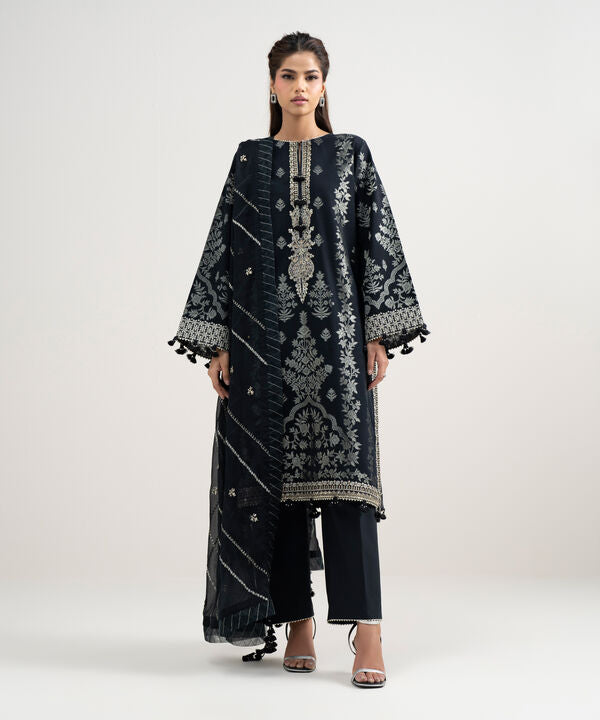 3 Piece - Embroidered Jacquard Suit