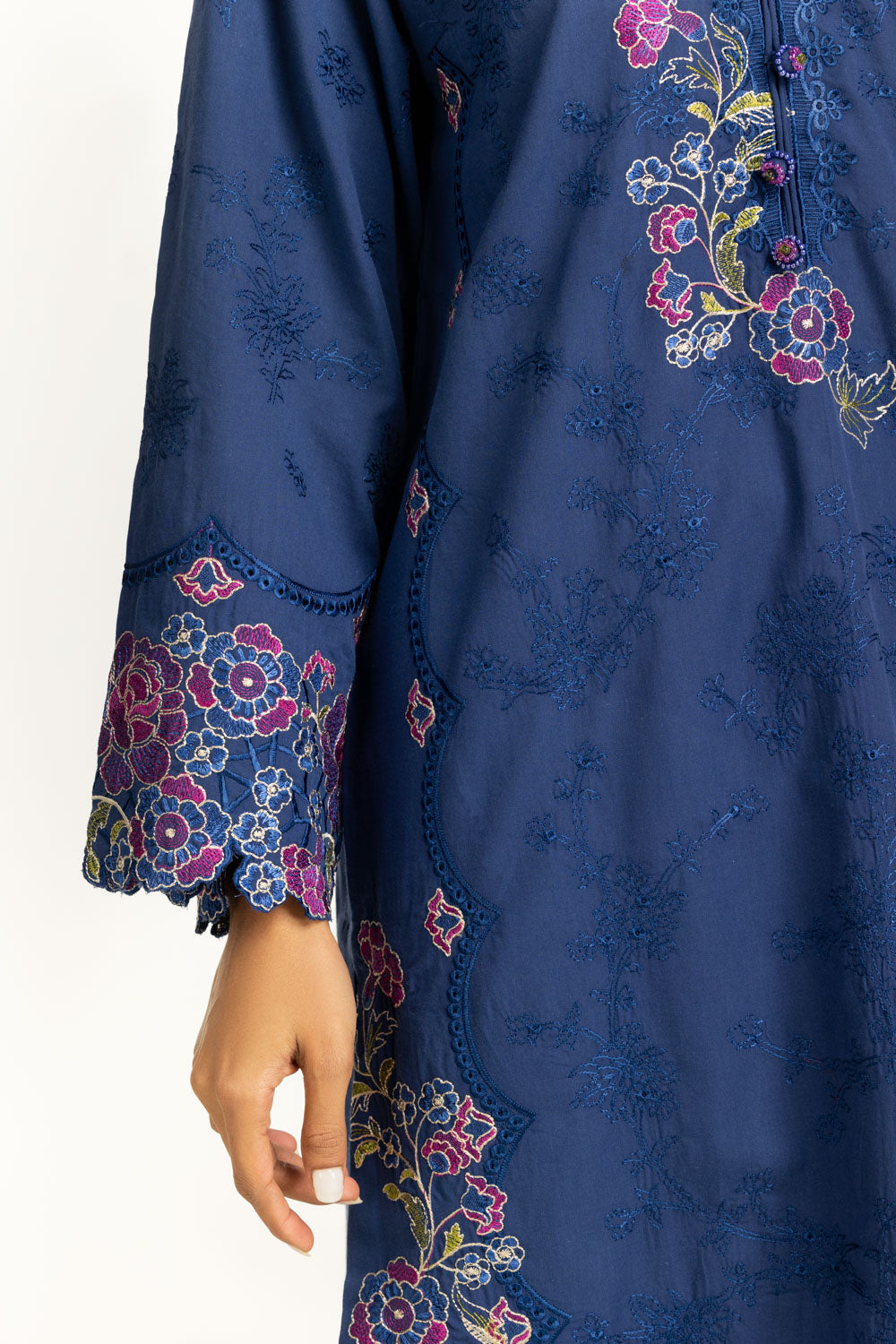 3Pc Cambric Embroidered Suit