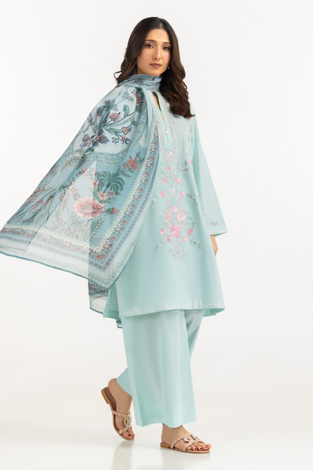 3PC Cambric Embroidered Suit