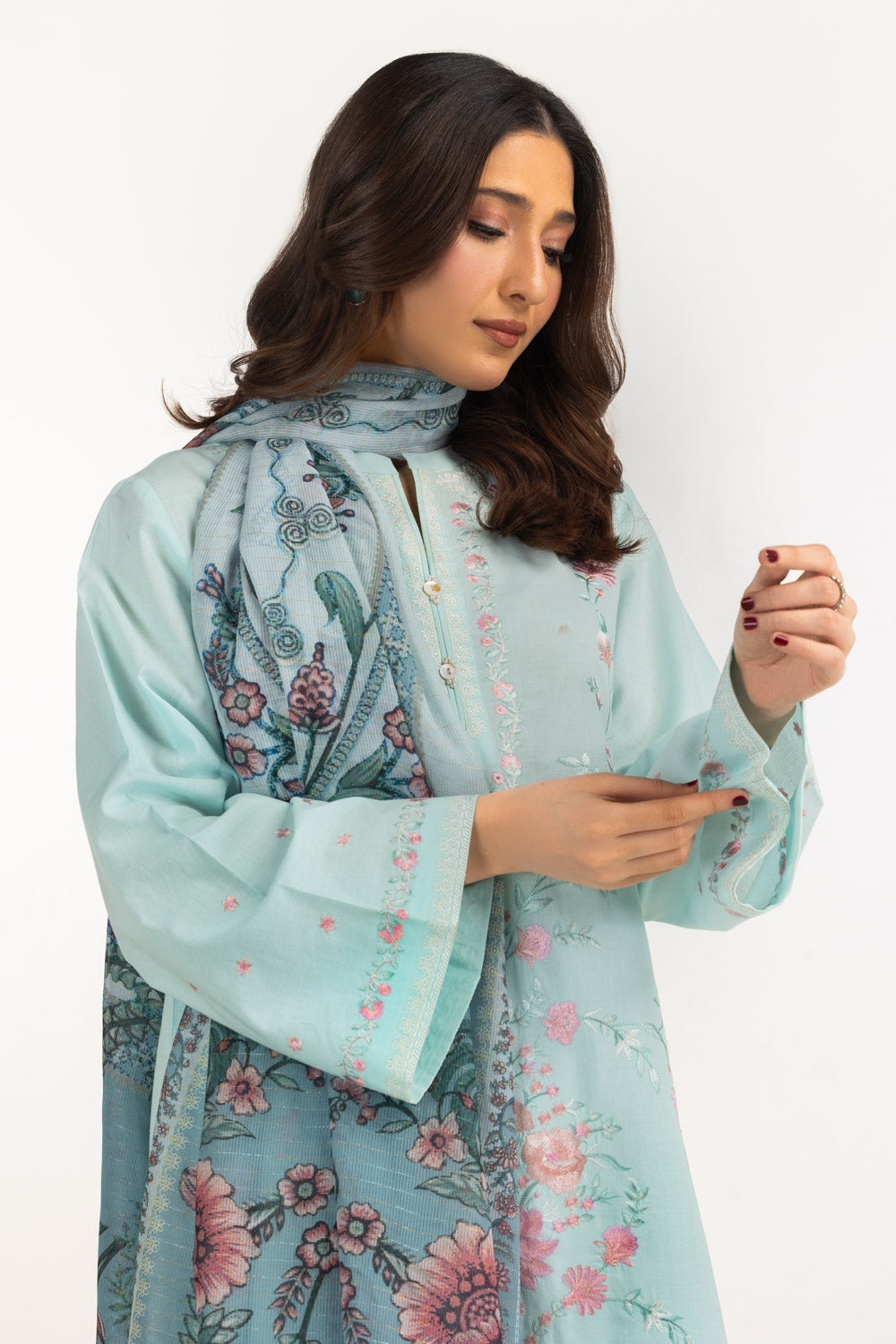 3PC Cambric Embroidered Suit