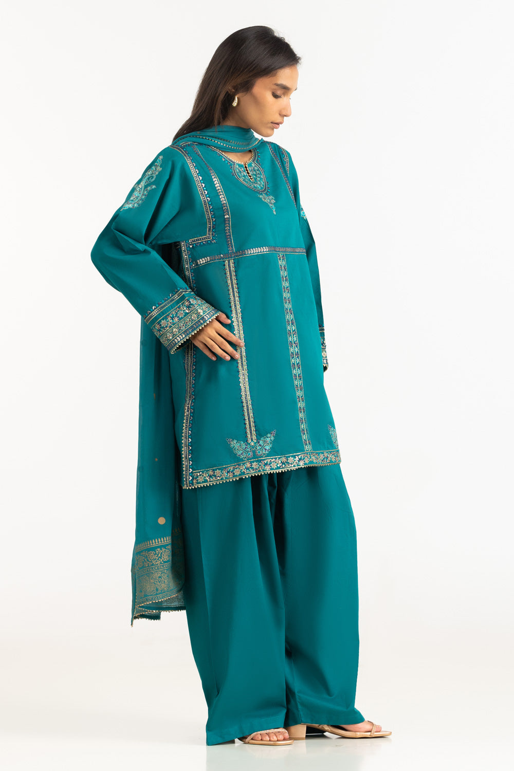 3PC Cambric Embroidered Suit