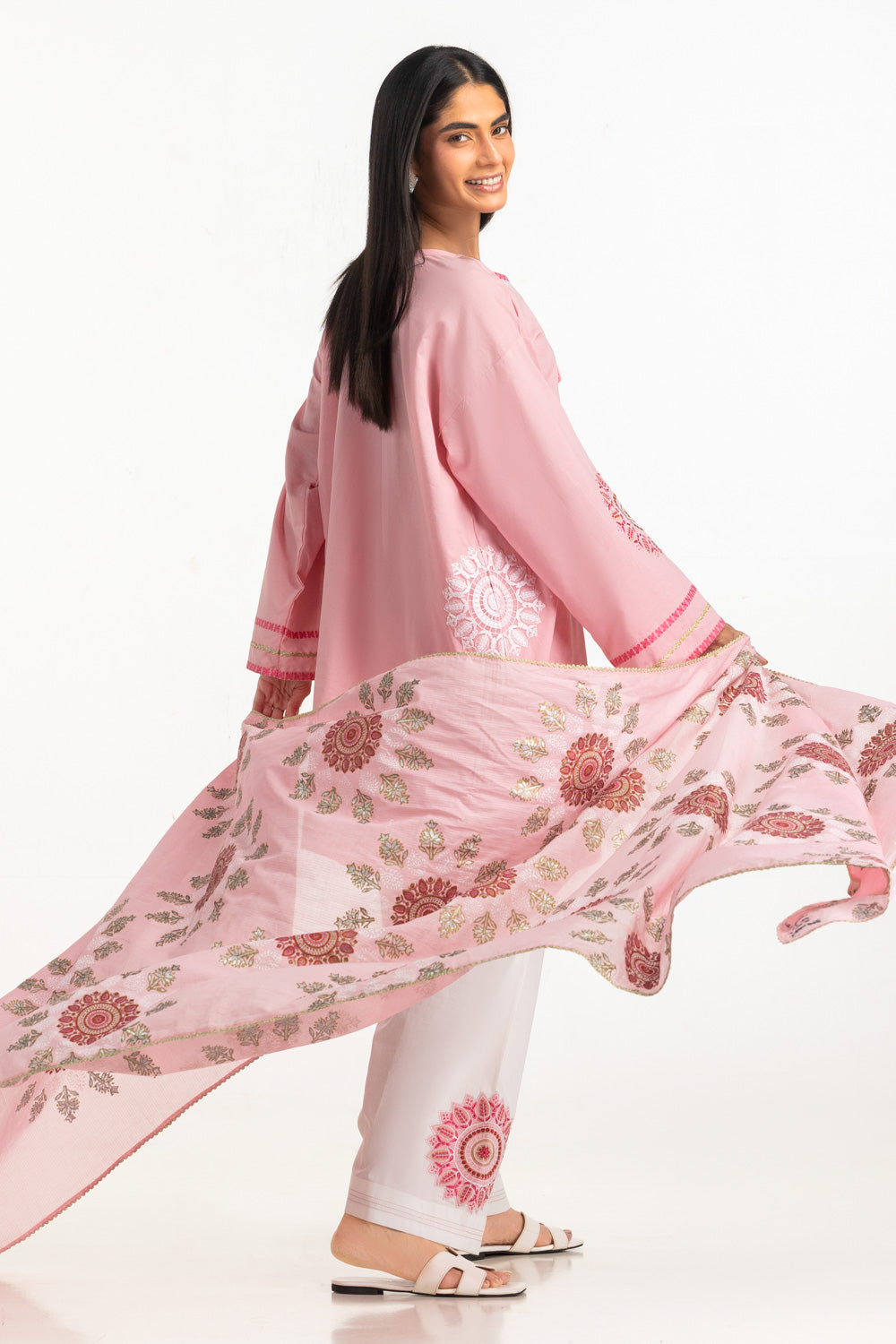3Pc Cambric Embroidered Suit