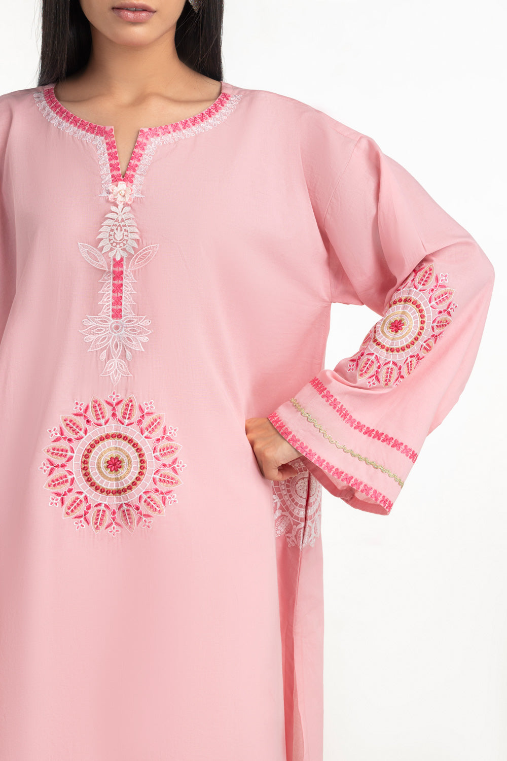 3Pc Cambric Embroidered Suit