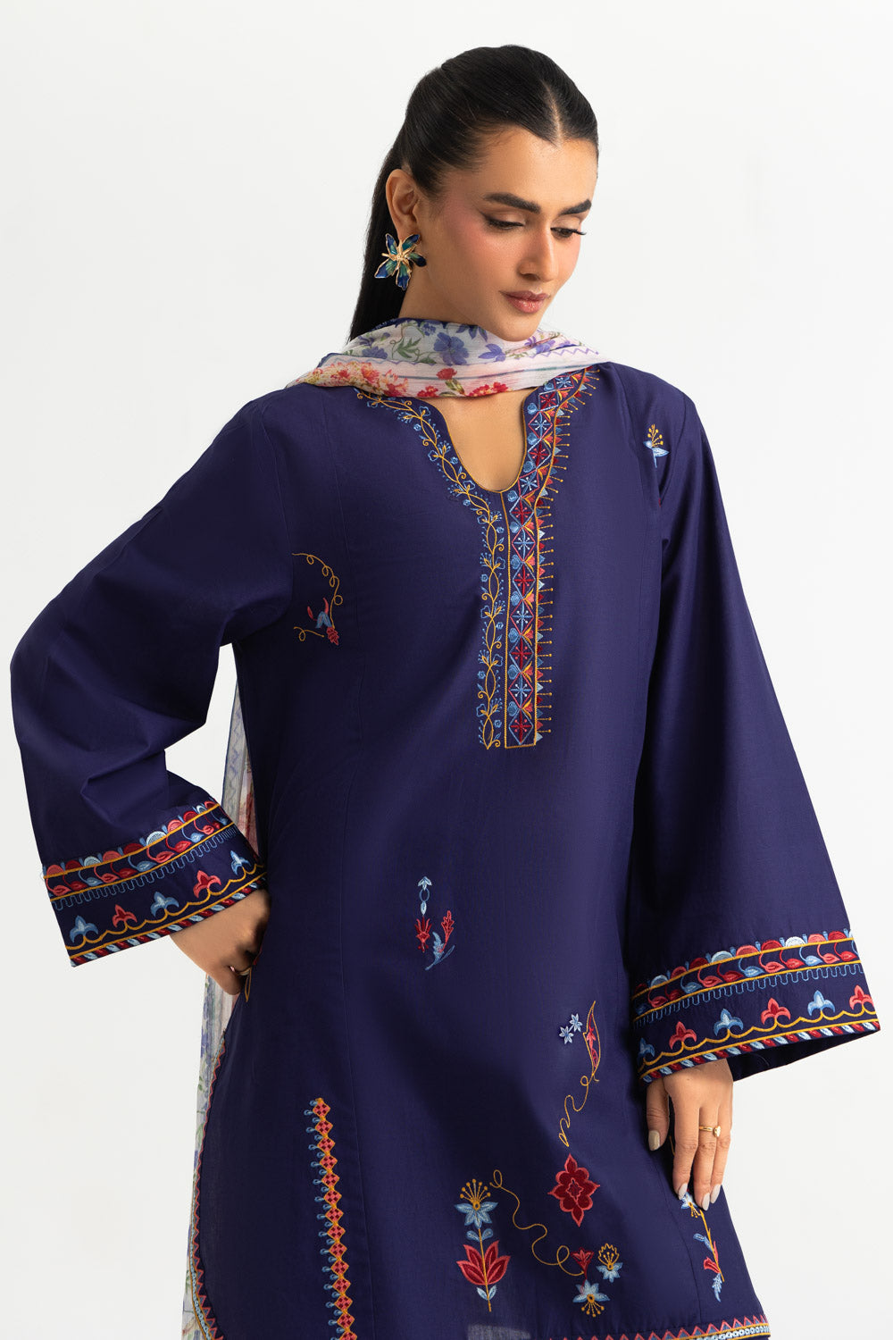 3PC Cambric Embroidered Suit