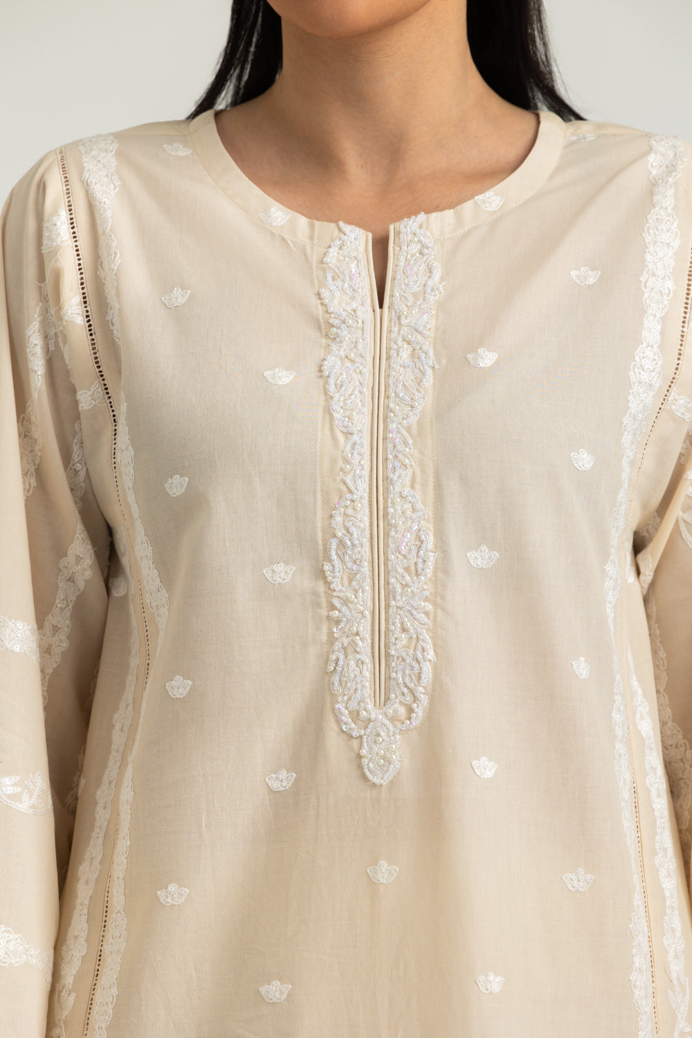 3PC Cambric Embroidered Suit