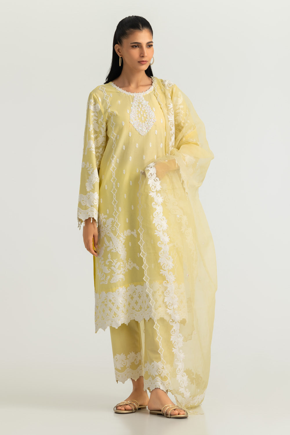 3PC Cambric Embroidered Suit