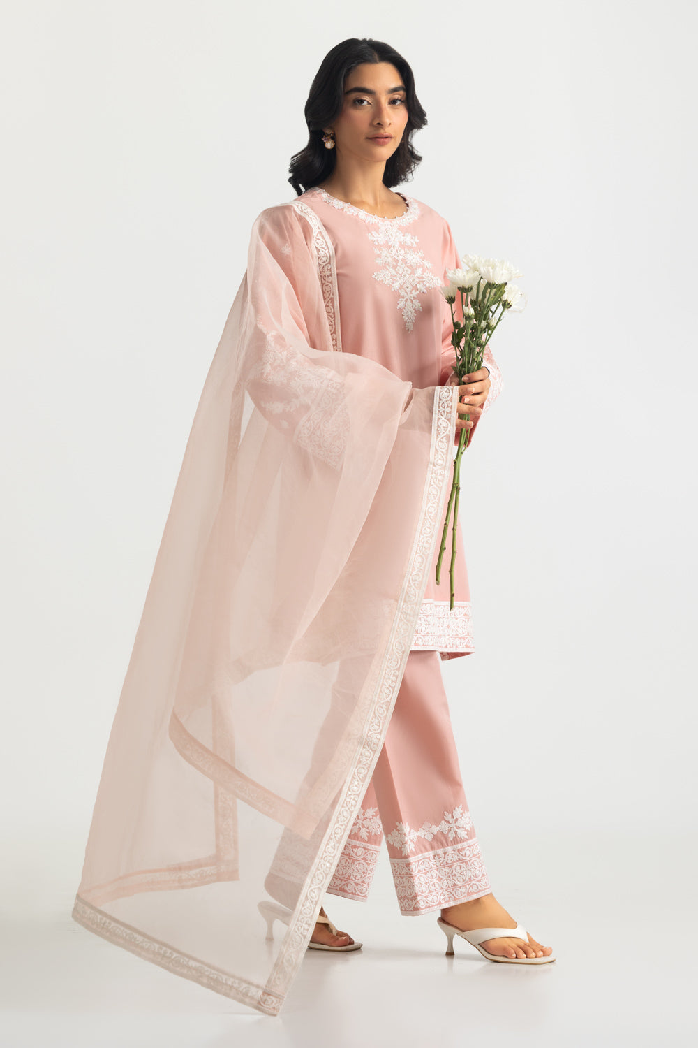 3PC Cambric Embroidered Suit - W-AP-26-487606