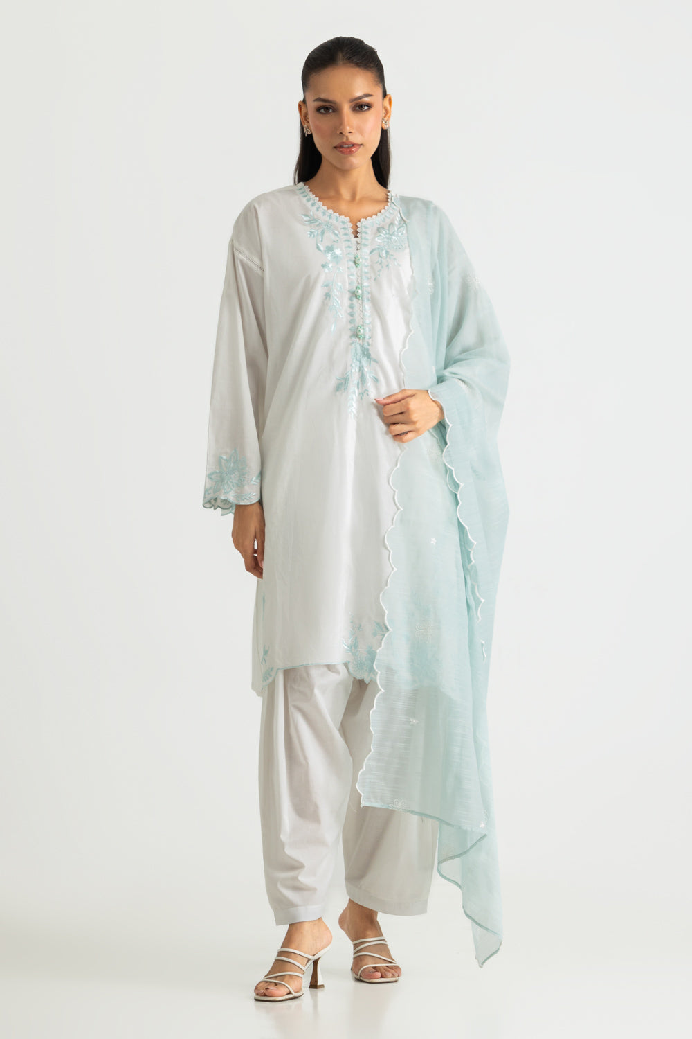 3PC Cambric Embroidered Suit