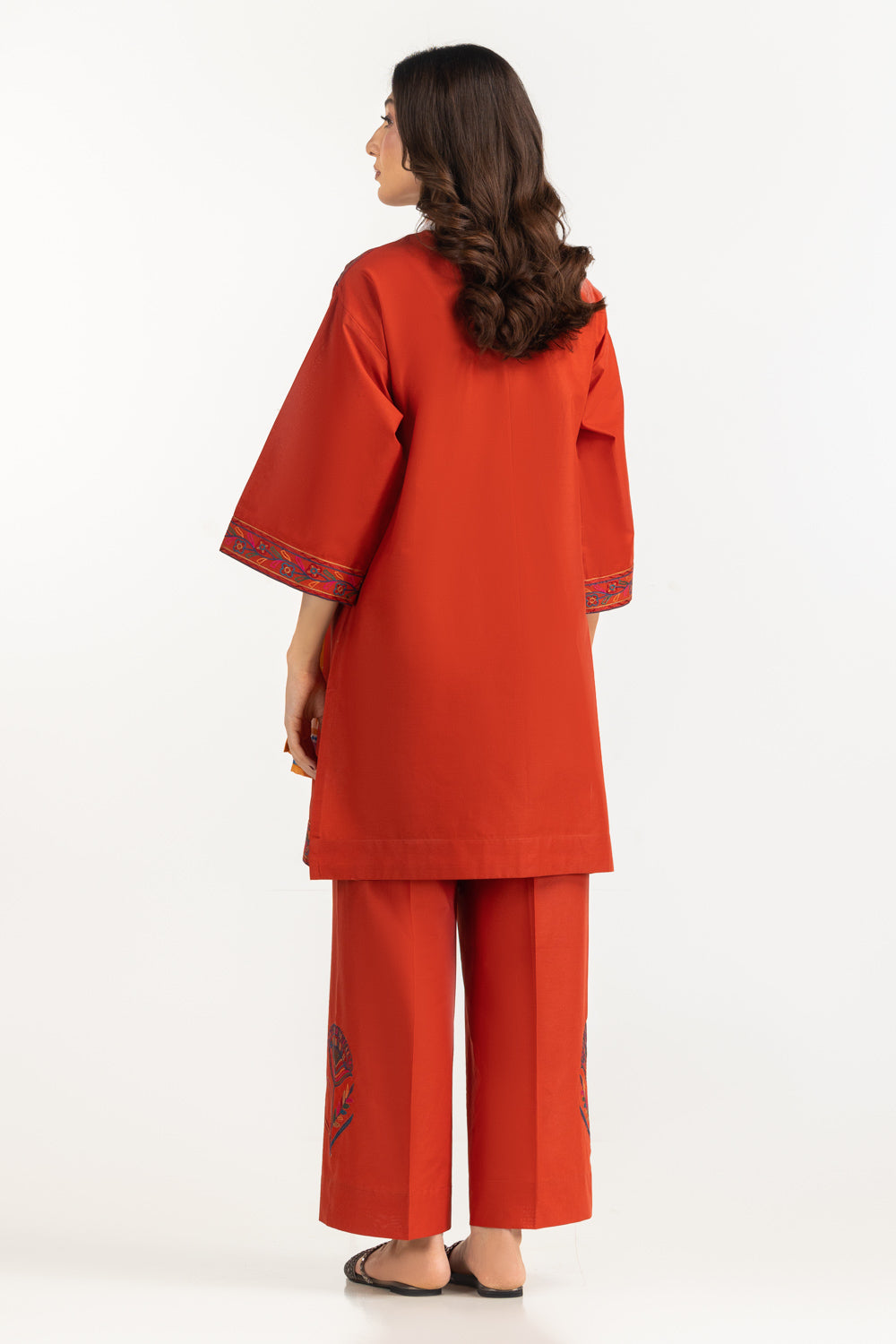 3Pc Cambric Embroidered Suit With Scarf