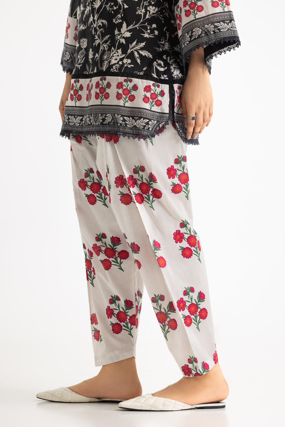 3Pc Cambric Printed Shirt And Trouser With Printed Scarf