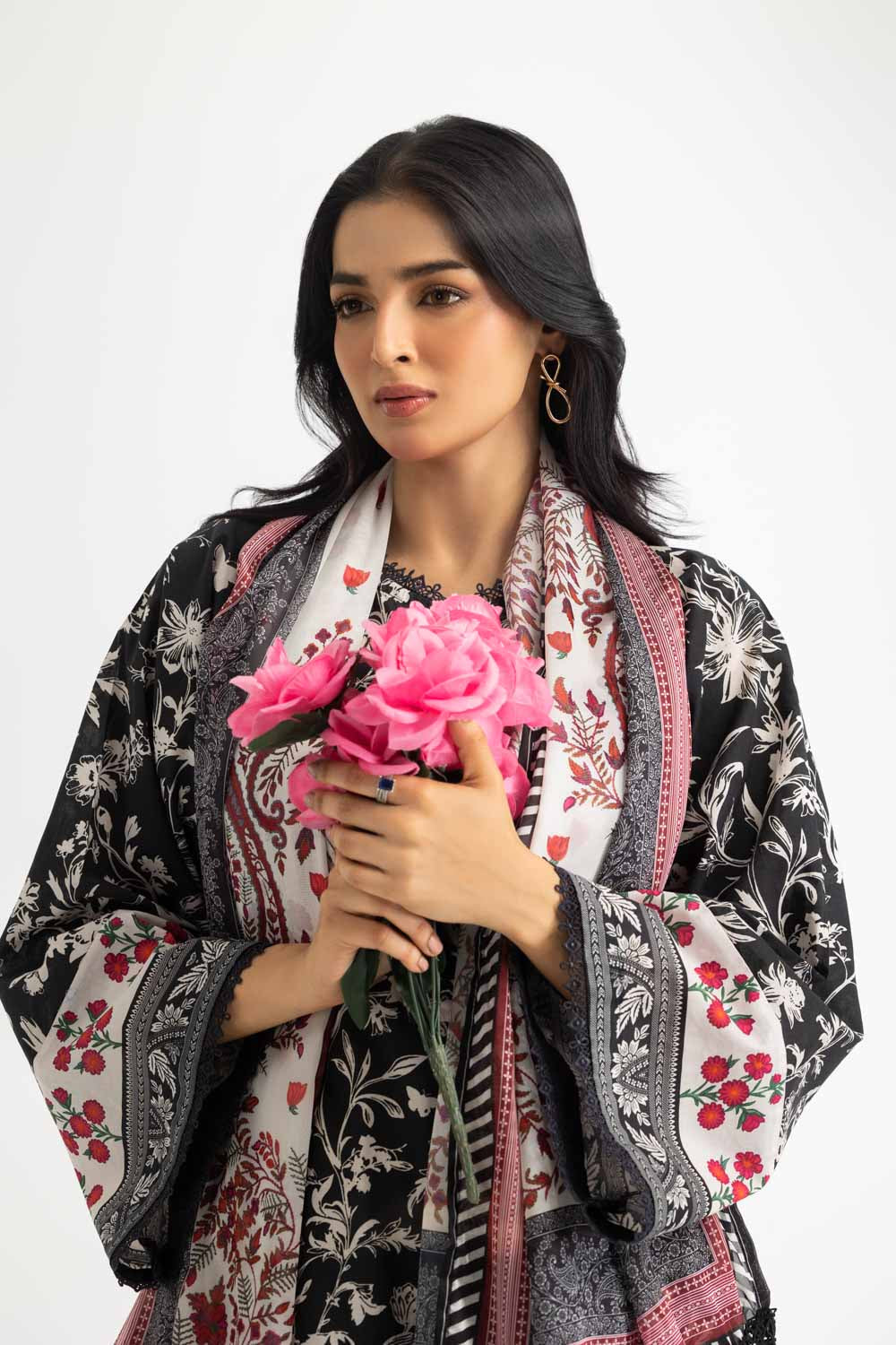 3Pc Cambric Printed Shirt And Trouser With Printed Scarf