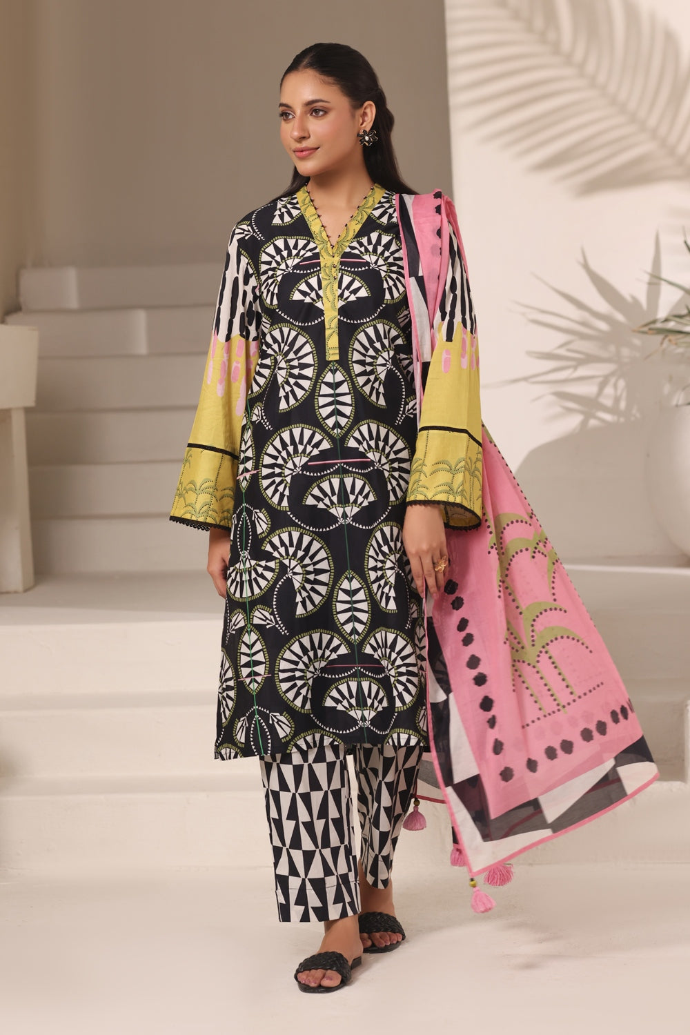 3PC Cambric Printed Suit