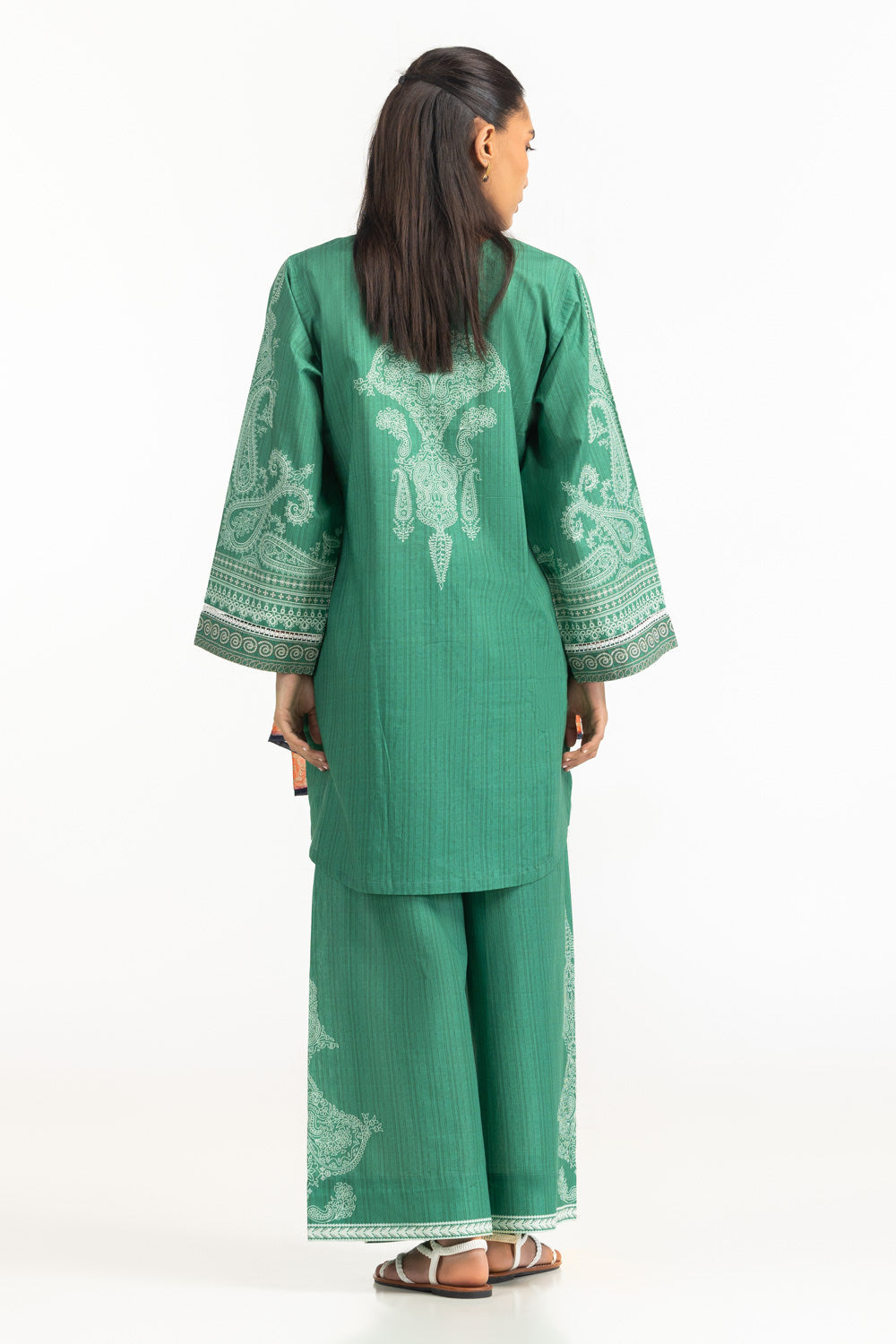 3Pc Cambric Printed Suit With Scarf