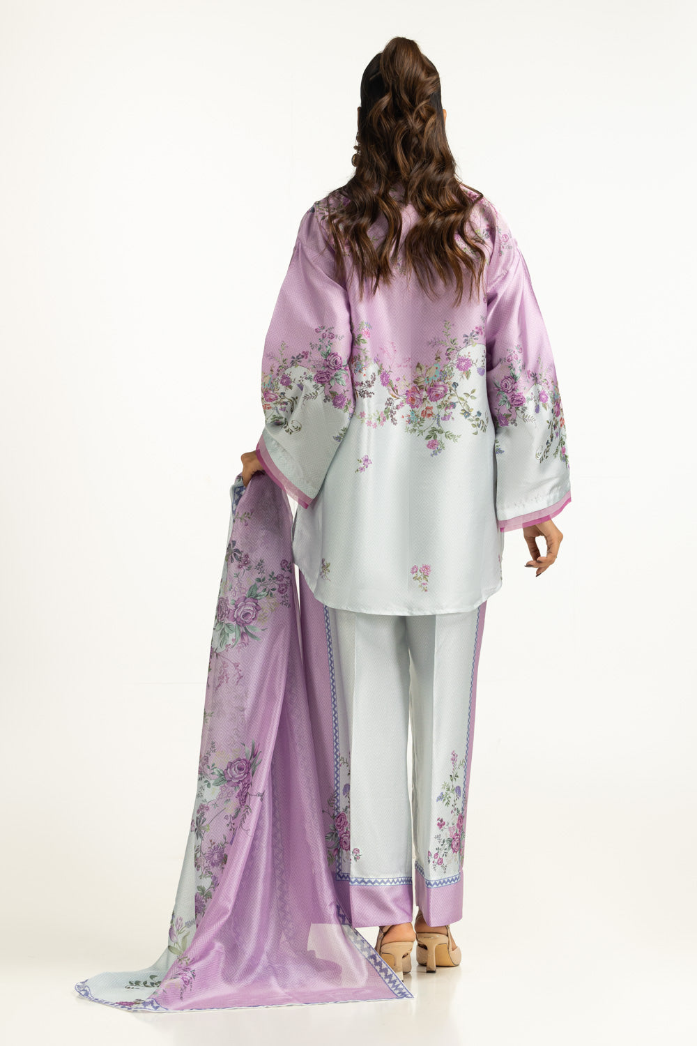 3PC Charmeuse Silk Printed Suit