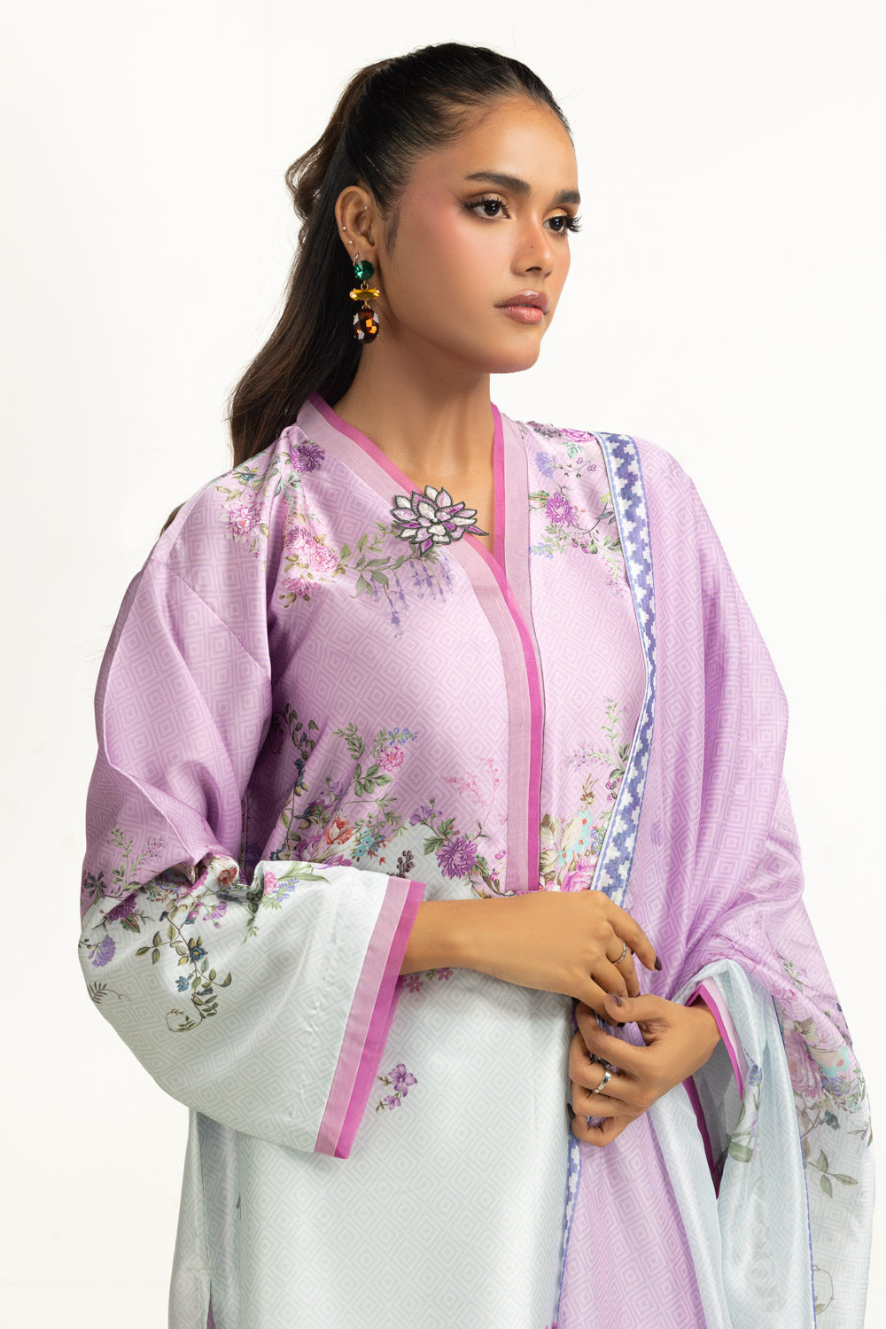 3PC Charmeuse Silk Printed Suit