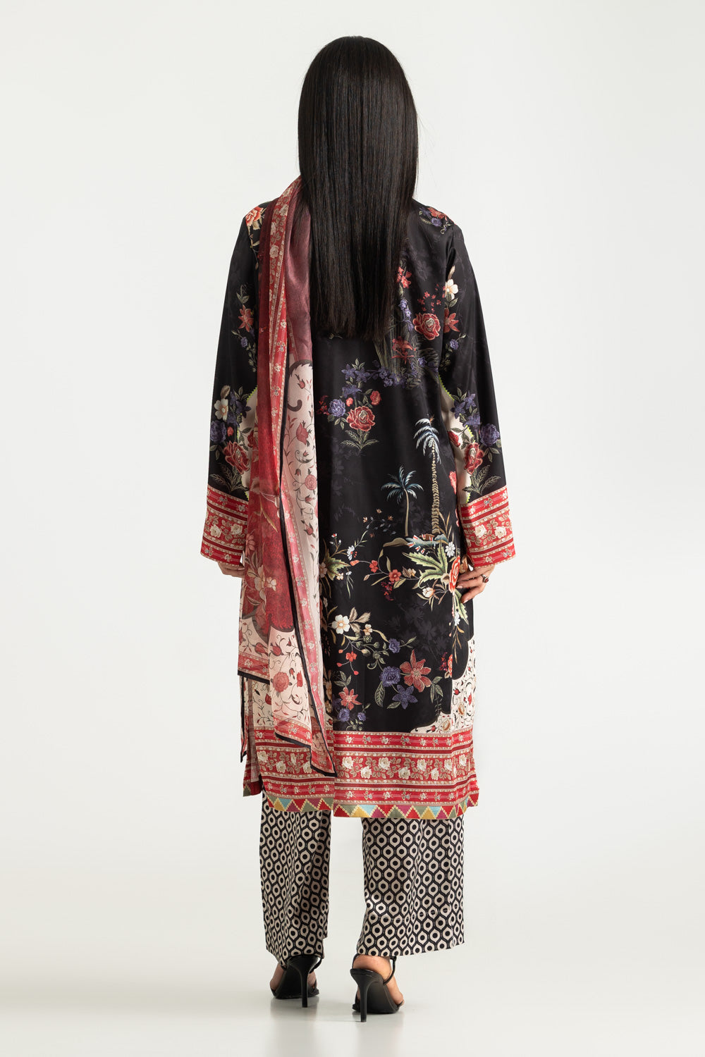 3PC Charmeuse Silk Printed Suit