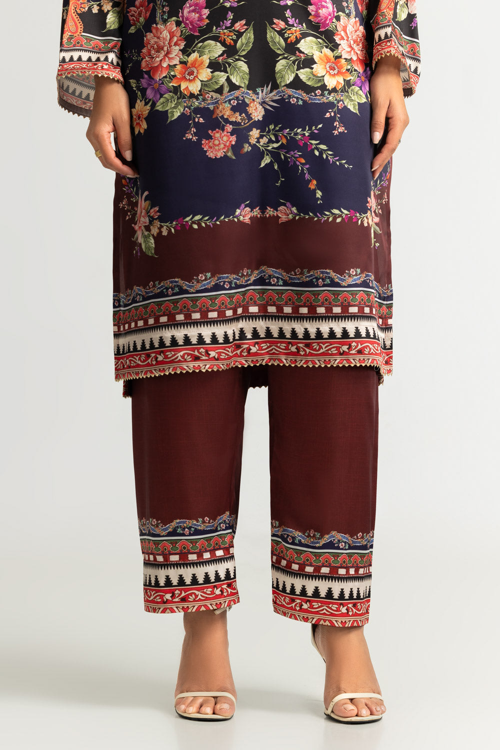 3PC Charmeuse Silk Printed Suit