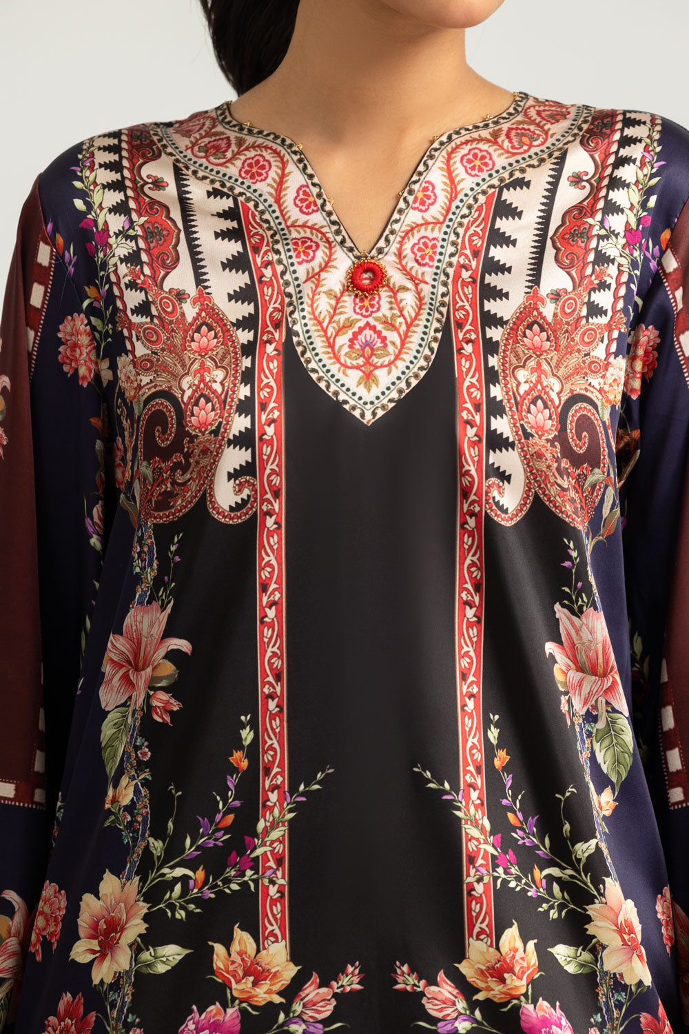 3PC Charmeuse Silk Printed Suit