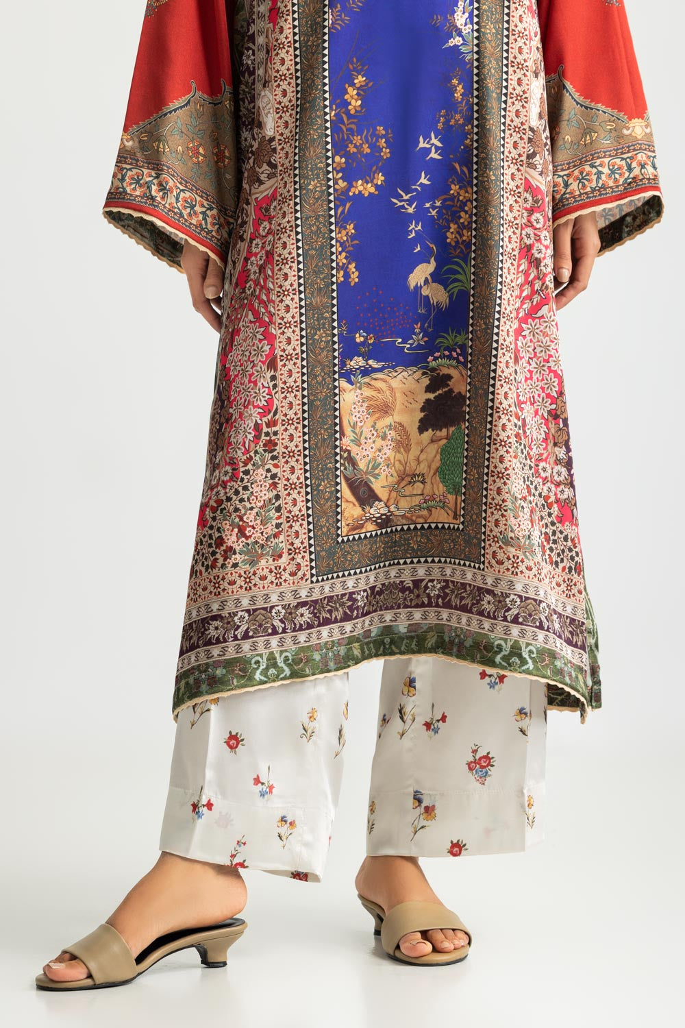3PC Charmeuse Silk Printed Suit