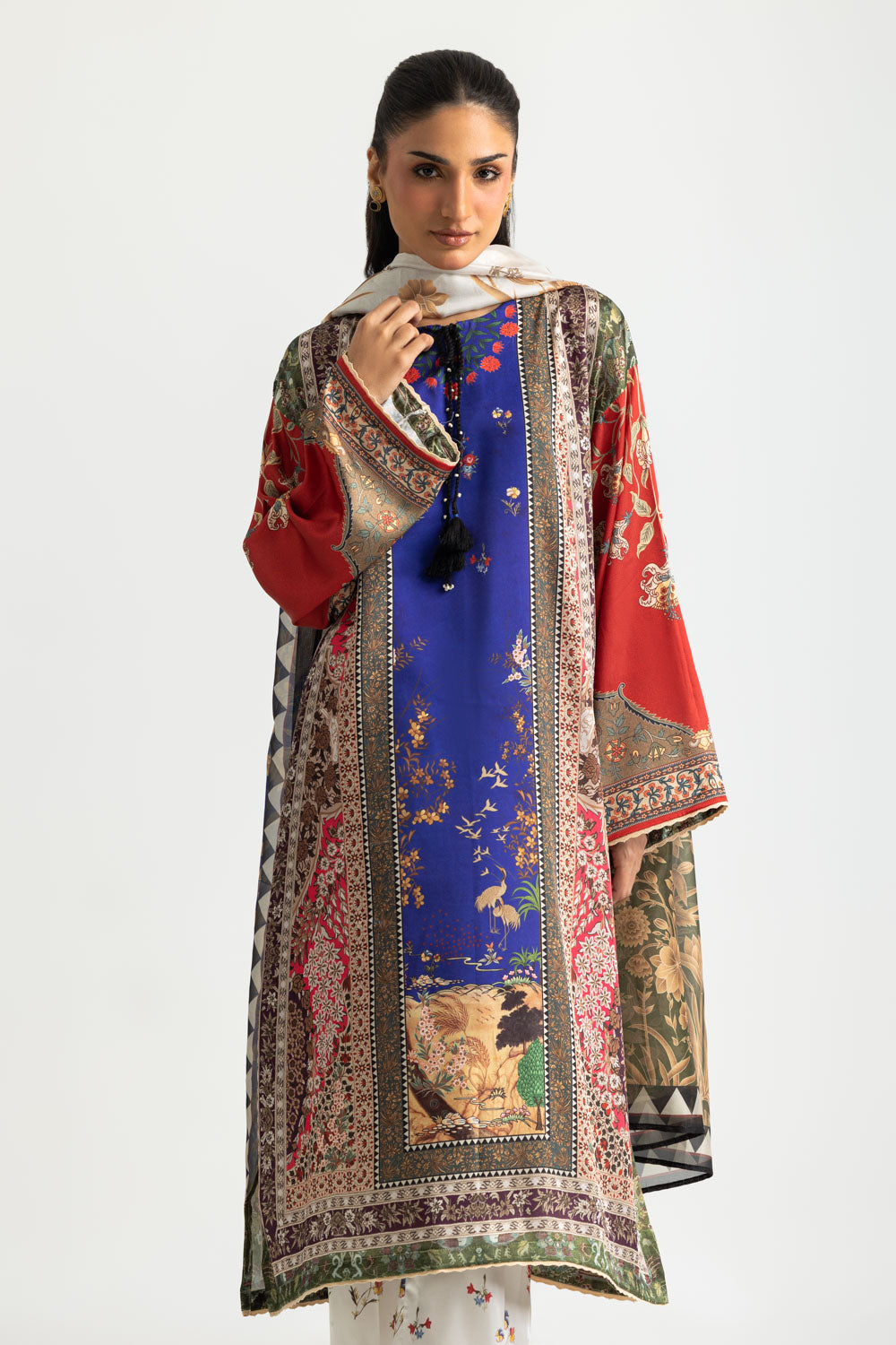 3PC Charmeuse Silk Printed Suit