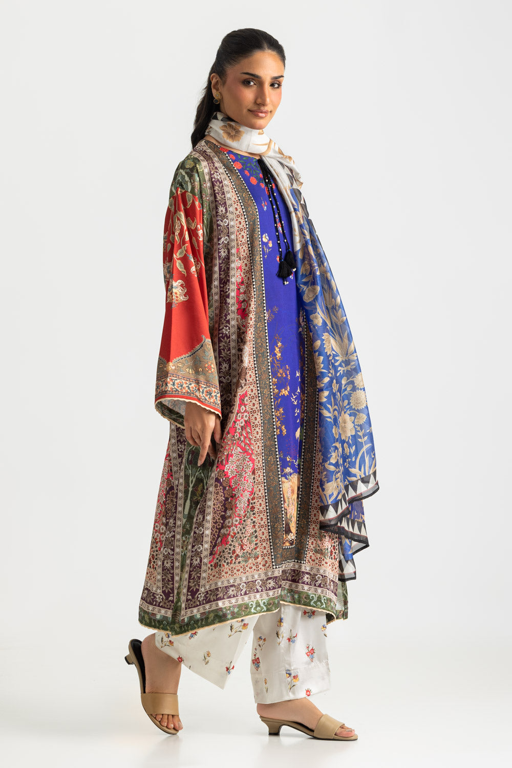 3PC Charmeuse Silk Printed Suit