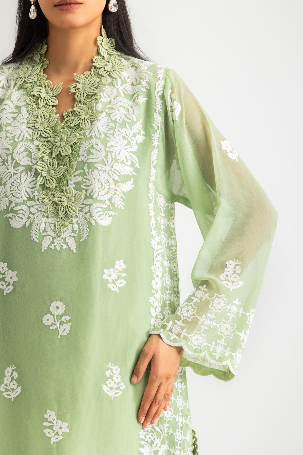 3PC Chiffon Embroidered Suit