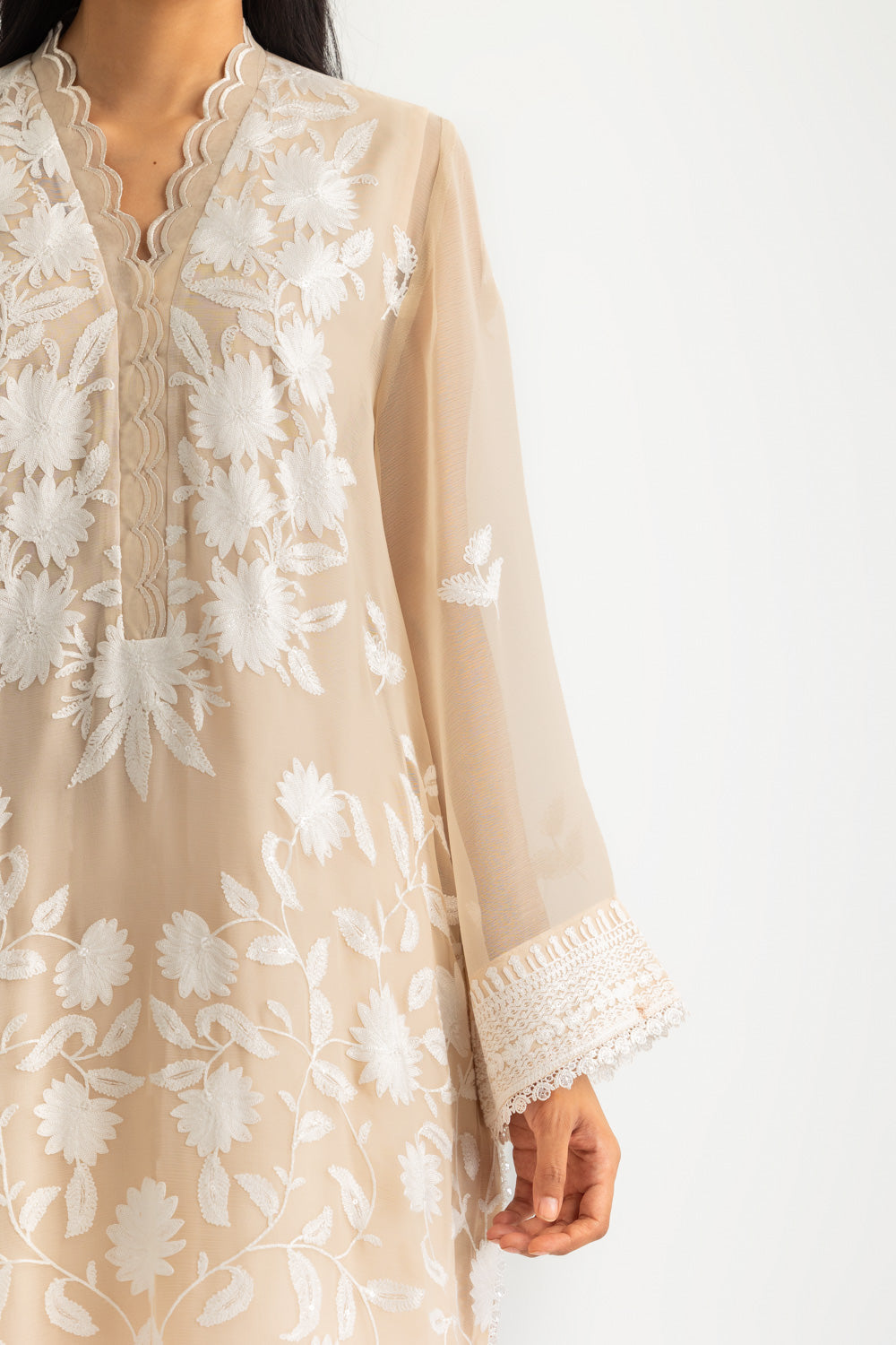 3PC Chiffon Embroidered Suit