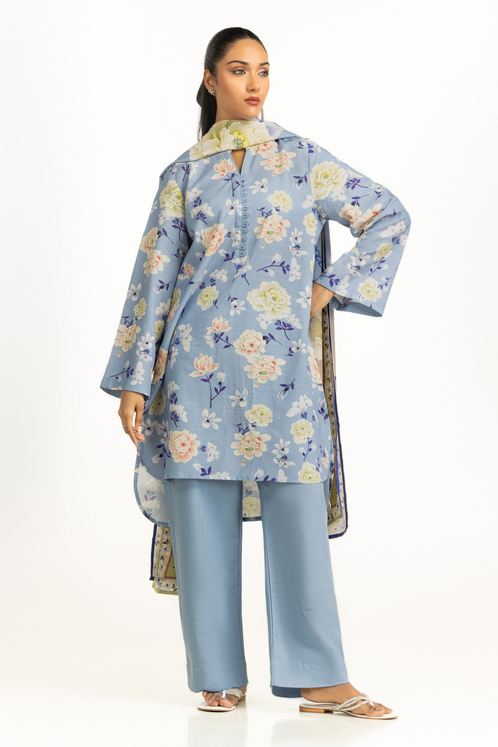 3Pc Corduroy Printed Suit