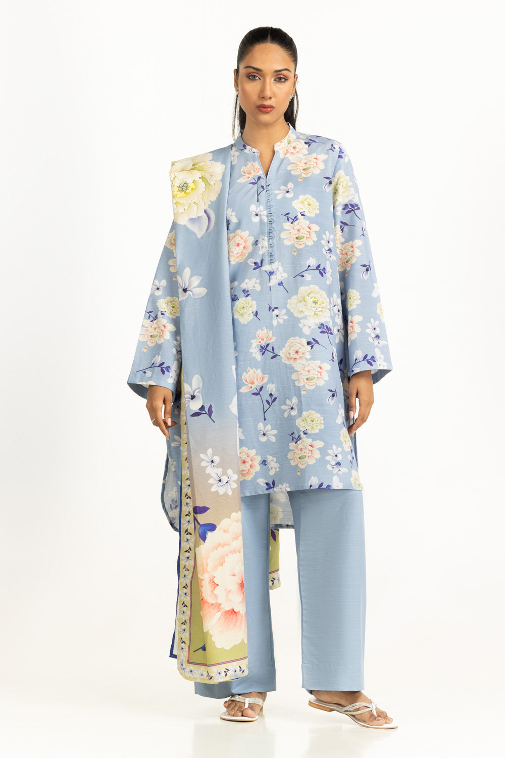 3Pc Corduroy Printed Suit