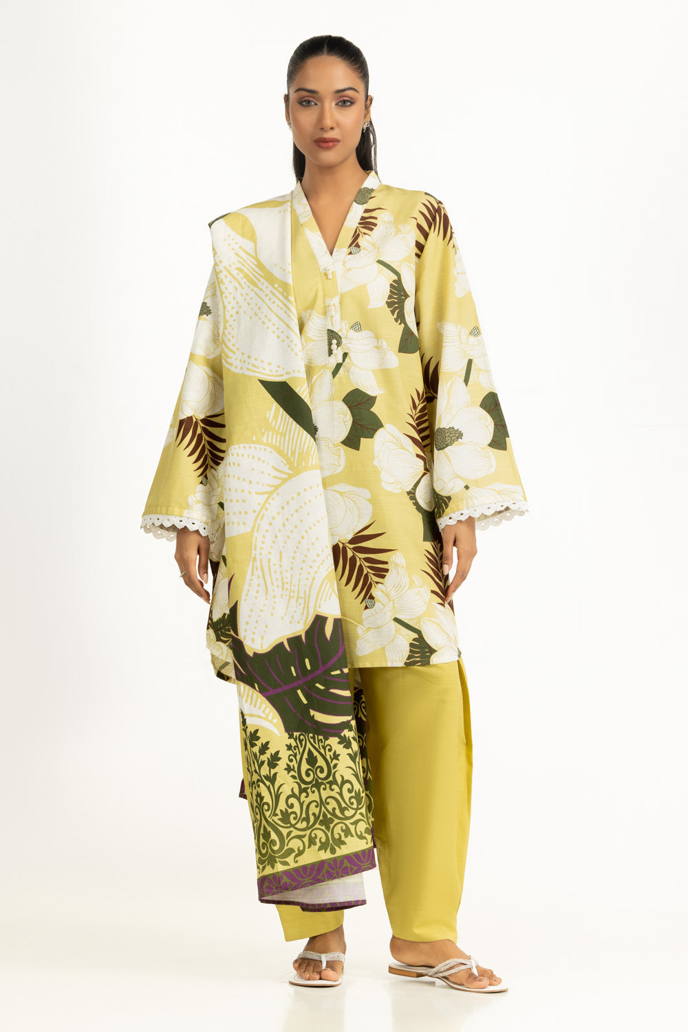 3Pc Corduroy Printed Suit