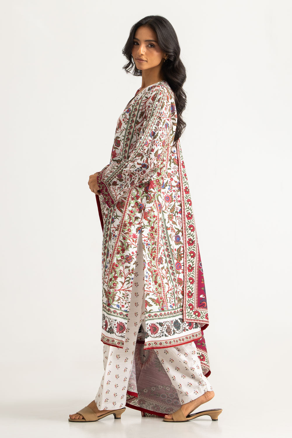 3PC Corduroy Printed Suit