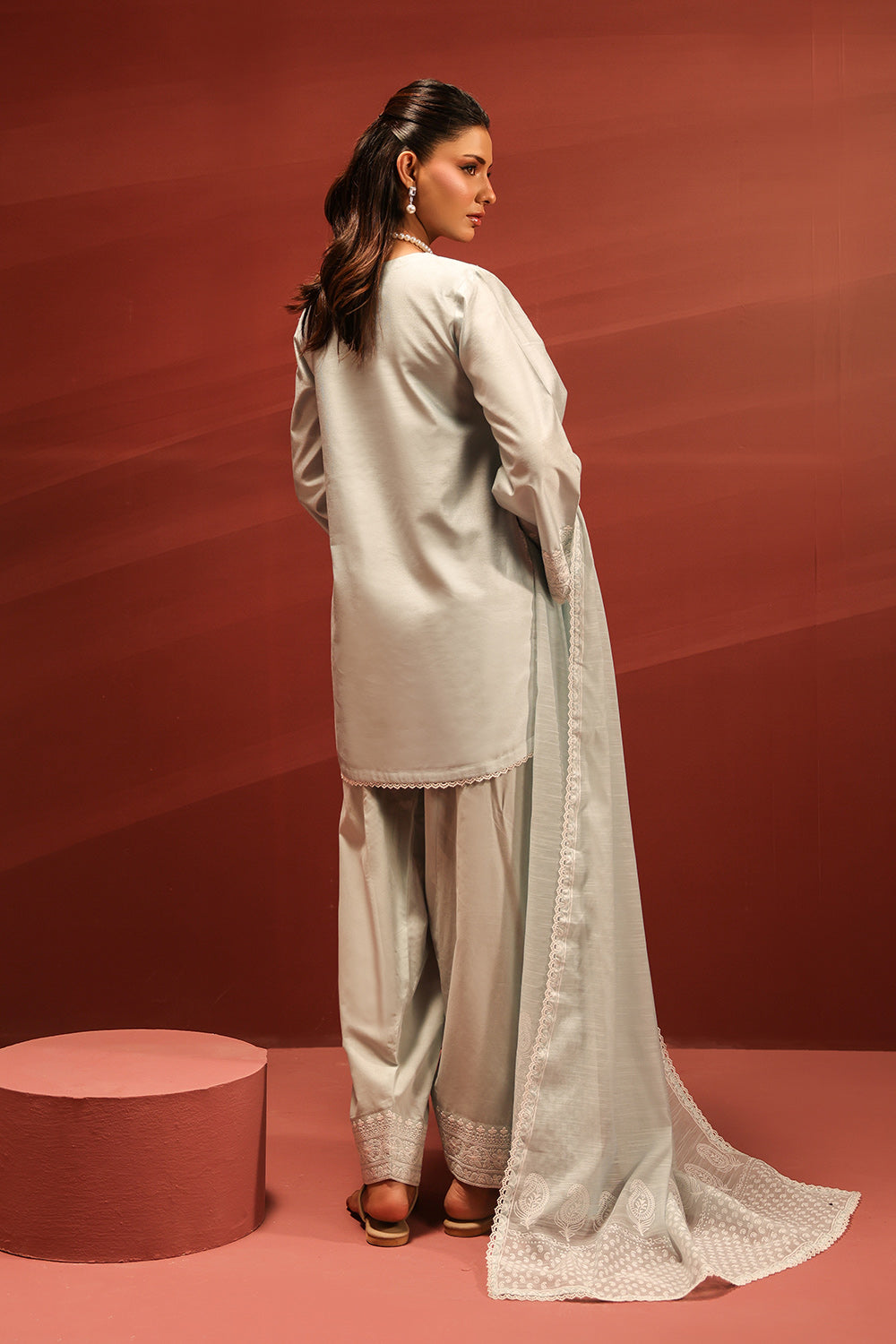 3PC Cotton Embroidered Suit