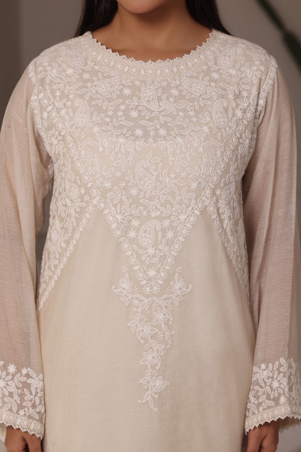 3Pc Cotton Net Embroidered Suit