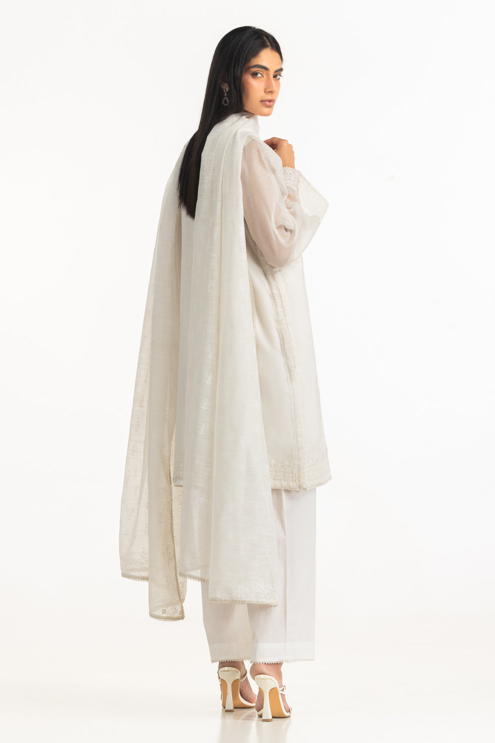 3Pc Cotton Net Embroidered Suit