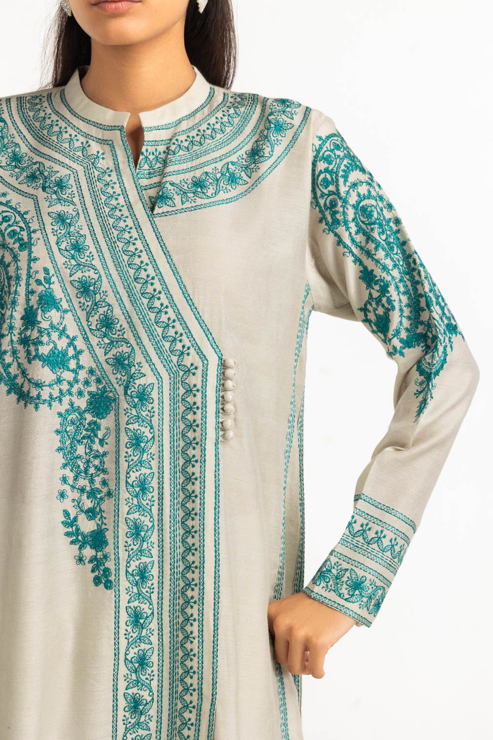3Pc Cotton Net Embroidered Suit
