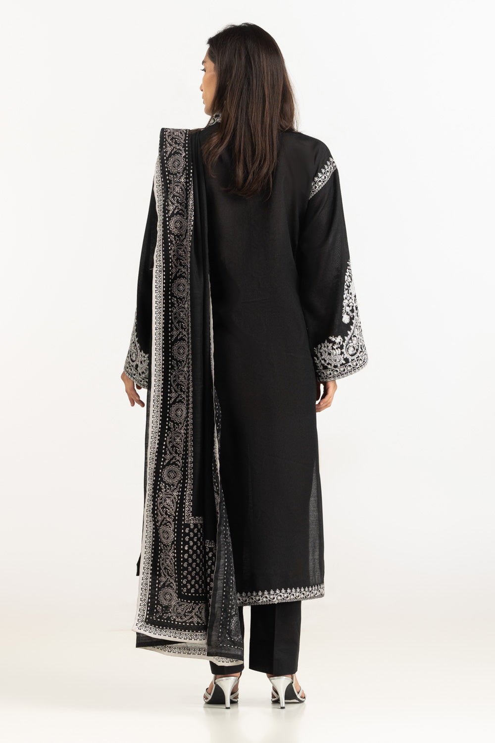 3Pc Cotton Net Embroidered Suit