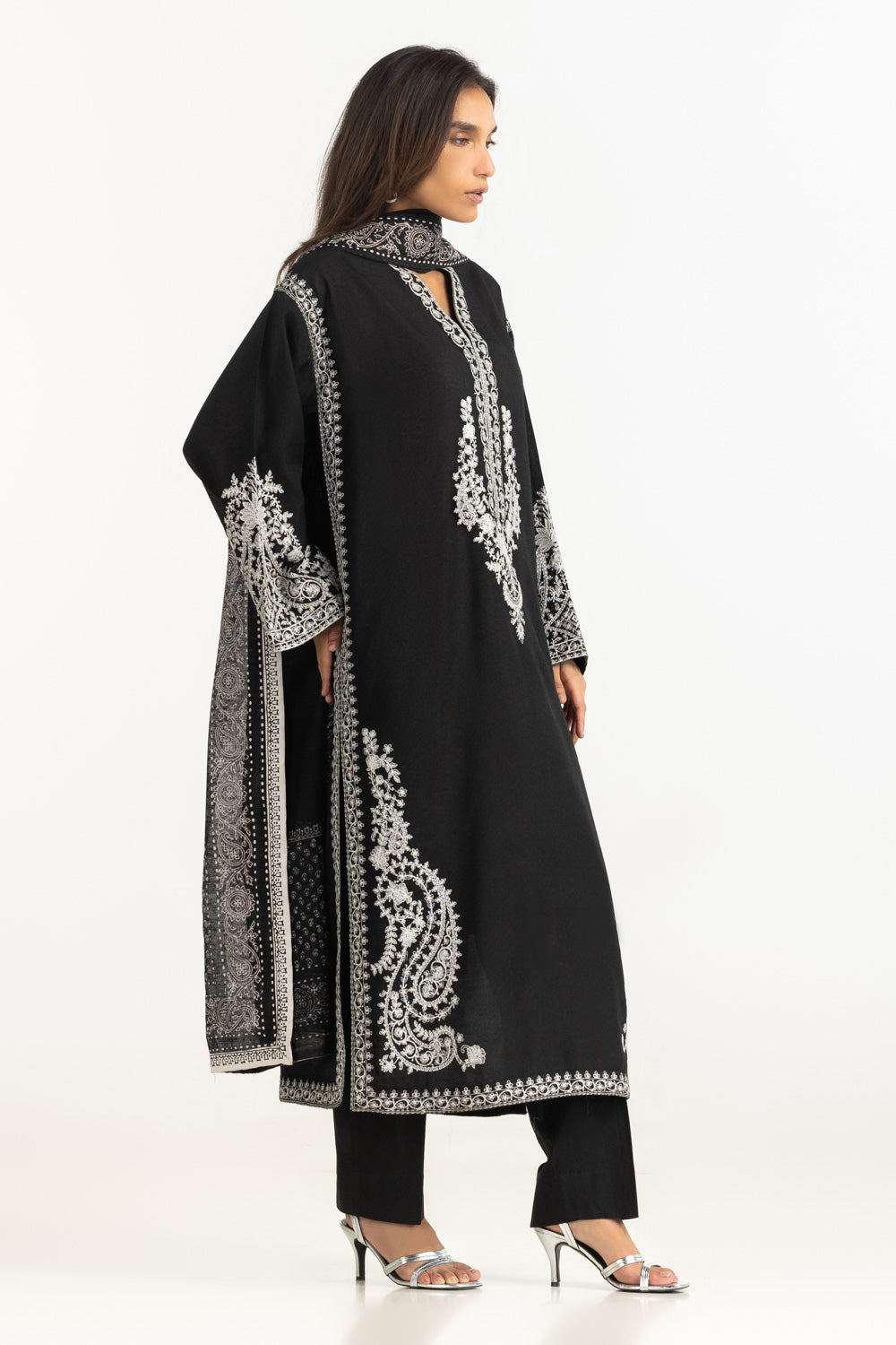 3Pc Cotton Net Embroidered Suit